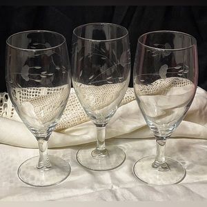 Heritage by Princess House Iced Tea Etched Crystal Glasses